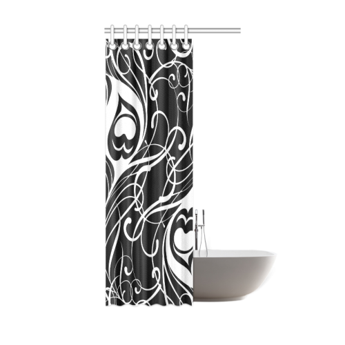 Custom Black And White Peacock Feather Shower Curtain 36"x72"