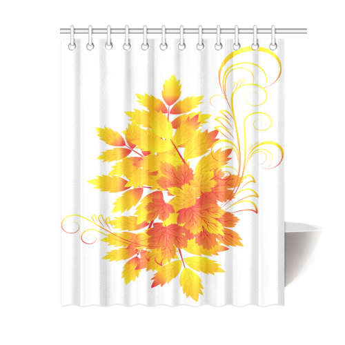 Custom Leaves of Grass Pattern Orange Design Shower Curtain 60"x72"