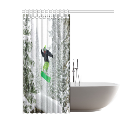 Snowboarder Green Shower Curtain 60"x72"