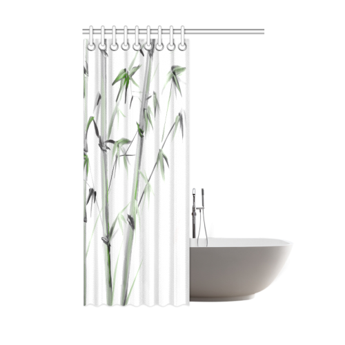 Bamboo Painting Watercolor Pattern Design Shower Curtain 48"x72"