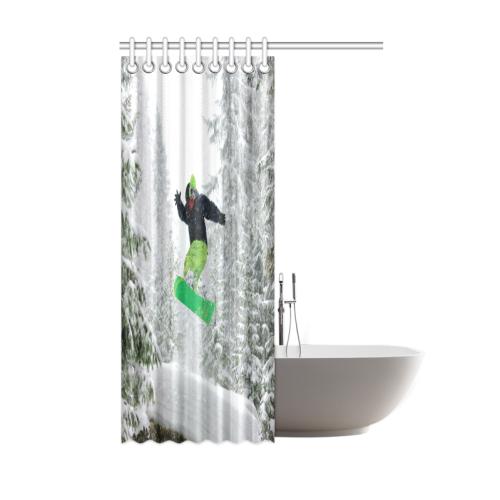 Snowboarder Green Shower Curtain 48"x72"