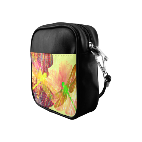 Dragonflies & Flowers Summer Sling Bag (Model 1627)