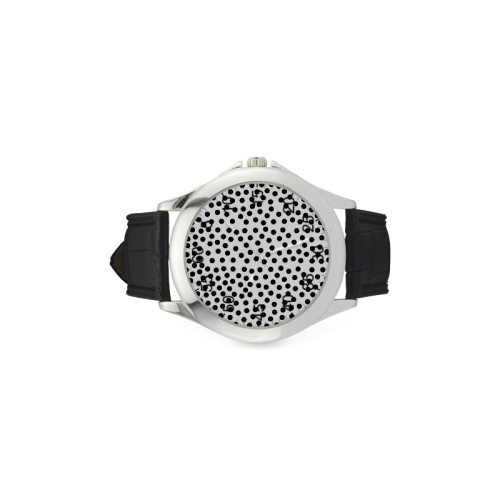 Black Polka Dot Design Women's Classic Leather Strap Watch(Model 203)