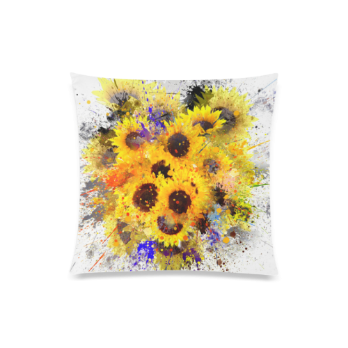 Splashing Sunflowers Painting Design Custom Zippered Pillow Case 20"x20"(Twin Sides)