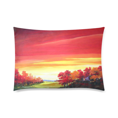 Acrylic Landscape Painting Design Custom Zippered Pillow Case 20"x30"(Twin Sides)