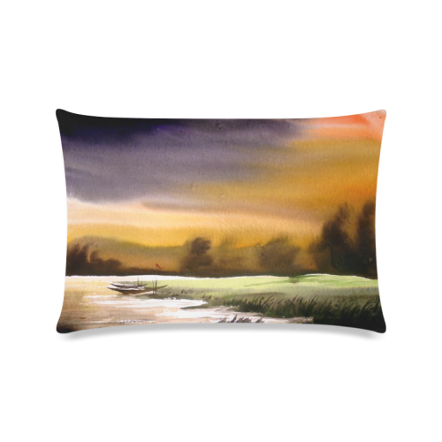 Watercolor Landscape Painting Design Custom Zippered Pillow Case 16"x24"(Twin Sides)
