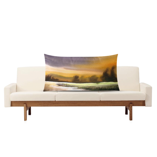 Watercolor Landscape Painting Design Rectangle Pillow Case 20"x36"(Twin Sides)