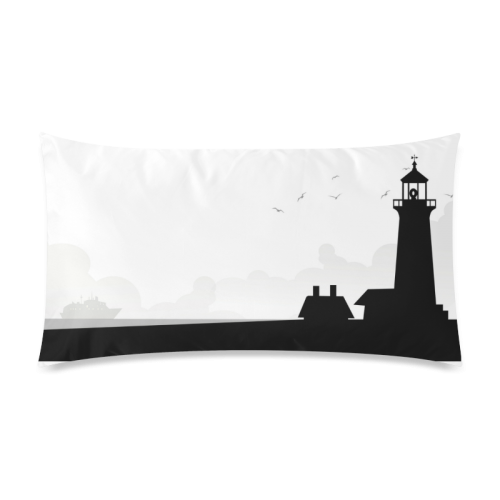 Lighthouse is a Digital Painting Rectangle Pillow Case 20"x36"(Twin Sides)