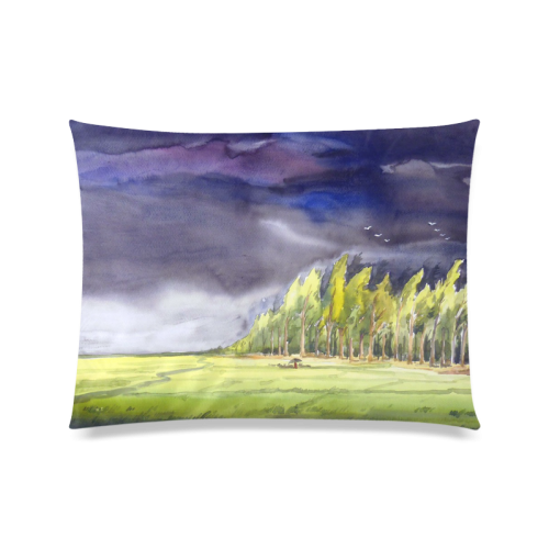 Watercolor Storm Landscape Painting Design Custom Zippered Pillow Case 20"x26"(Twin Sides)