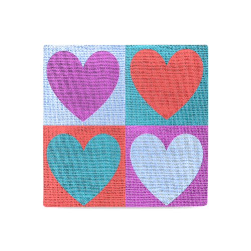 Fabric Hearts Design. Women's Leather Wallet (Model 1611)