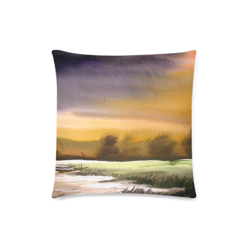 Watercolor Landscape Painting Design Custom Zippered Pillow Case 18"x18"(Twin Sides)