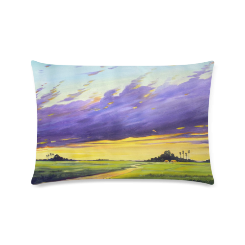 Acrylic Landscape Painting Design Custom Zippered Pillow Case 16"x24"(Twin Sides)