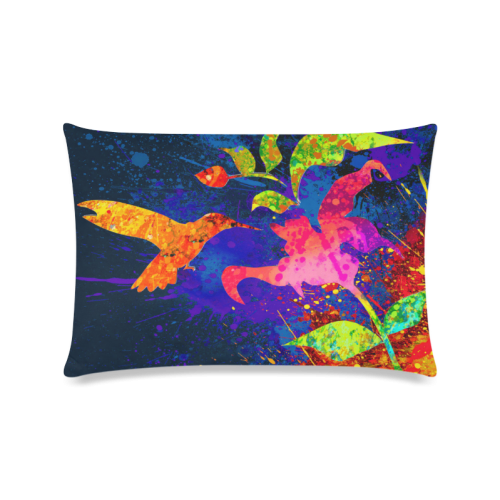 Splash Humming Bird Painting Design Custom Zippered Pillow Case 16"x24"(Twin Sides)