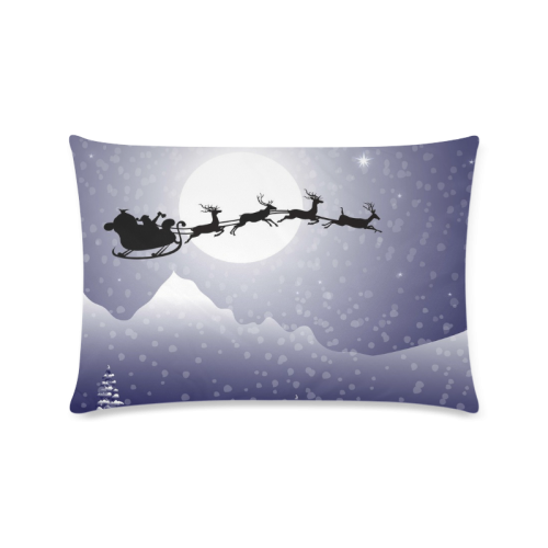 Santa & Reindeer in Christmas Night Design Custom Zippered Pillow Case 16"x24"(Twin Sides)