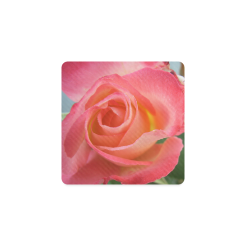 Pink Rose Close-Up Square Coaster