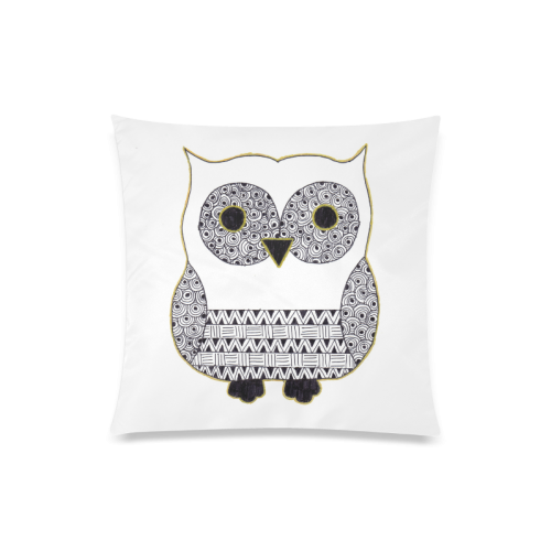 Black and White Owl Custom Zippered Pillow Case 20"x20"(Twin Sides)