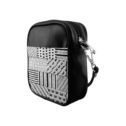 Abstract Black and White Sling Bag (Model 1627)