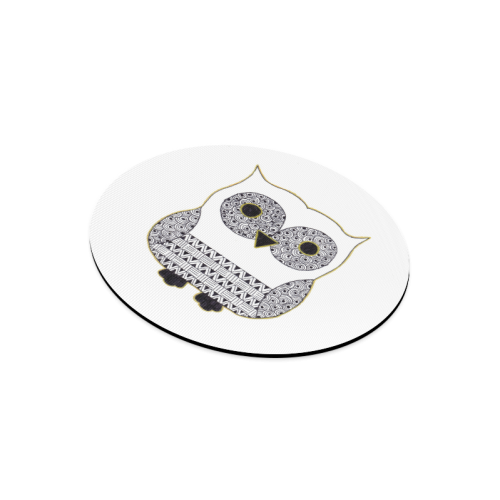 Black and White Owl Round Mousepad