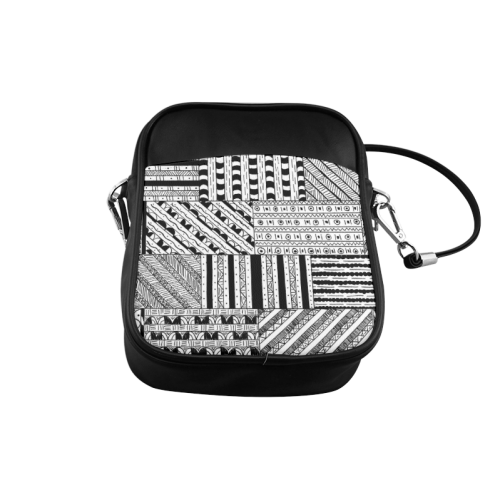 Abstract Black and White Sling Bag (Model 1627)