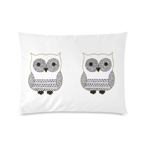 Black and White Owl Custom Zippered Pillow Case 20"x26"(Twin Sides)
