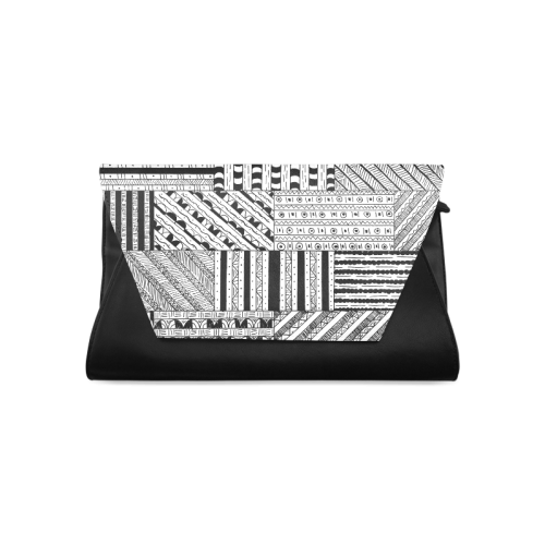 Abstract Black and White Clutch Bag (Model 1630)
