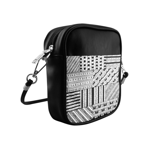 Abstract Black and White Sling Bag (Model 1627)