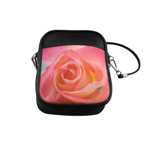 Pink Rose Close-Up Sling Bag (Model 1627)