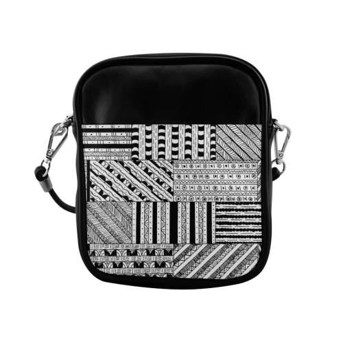 Abstract Black and White Sling Bag (Model 1627)