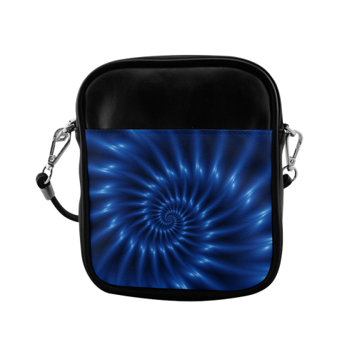 Glossy Blue Spiral  Sling Bag Sling Bag (Model 1627)