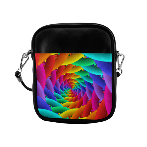 Psychedelic Rainbow Spiral Sling Bag