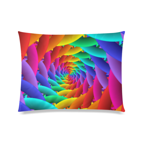 Psychedelic Rainbow Spiral Pillow Case 20"x26" Custom Zippered Pillow Case 20"x26"(Twin Sides)