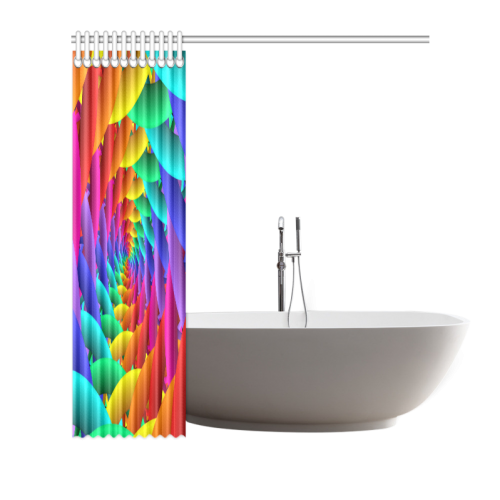 Psychedelic Rainbow Spiral Shower Curtain Shower Curtain 66"x72"