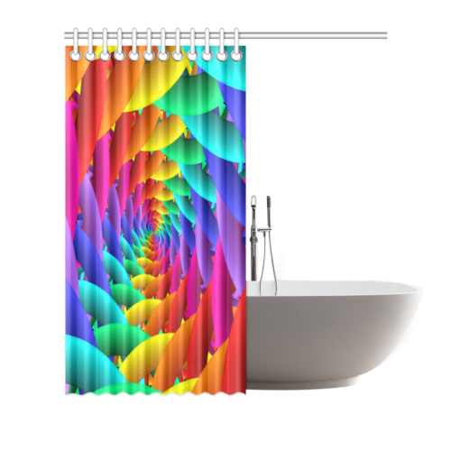 Psychedelic Rainbow Spiral Shower Curtain Shower Curtain 66"x72"