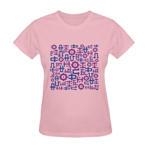 Funky Vowels Pattern Sunny Women's T-shirt (Model T05)