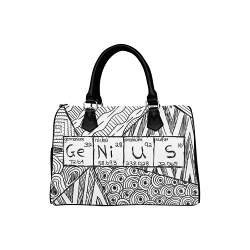 Genius Black and White Design Boston Handbag (Model 1621)