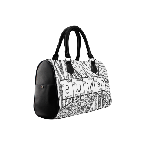 Genius Black and White Design Boston Handbag (Model 1621)