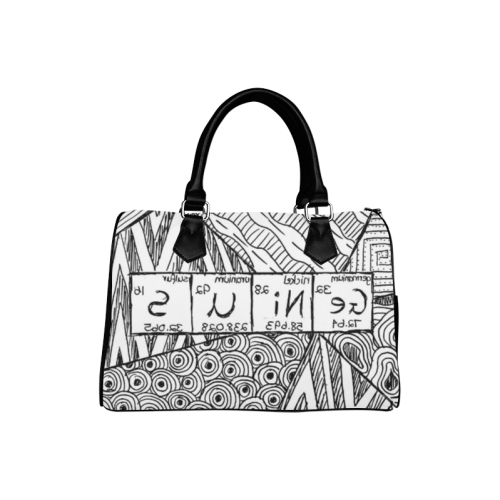 Genius Black and White Design Boston Handbag (Model 1621)