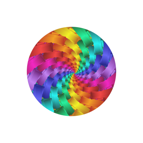 Psychedelic Rainbow Spiral Round Mousepad