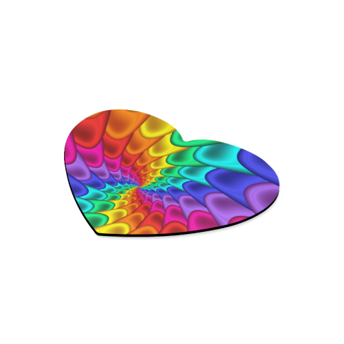 Psychedelic Rainbow Spiral Heart-shaped Mousepad