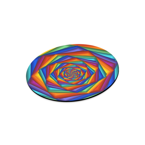 Psychedelic Rainbow Spiral Round Mousepad