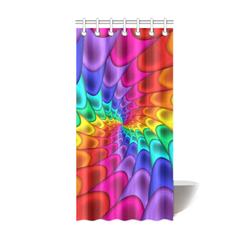 Psychedelic Rainbow Spiral Shower Curtain 36"x72"