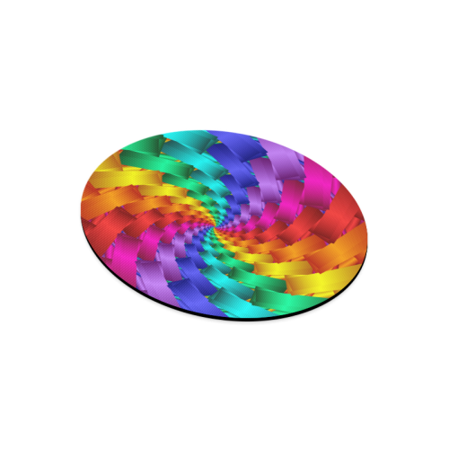 Psychedelic Rainbow Spiral Round Mousepad