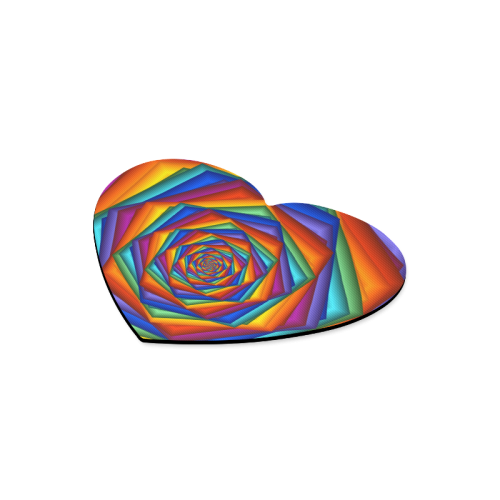 Psychedelic Rainbow Spiral Heart-shaped Mousepad