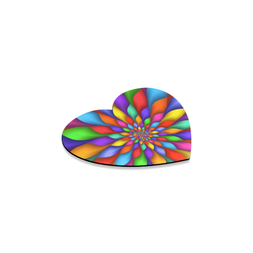 Psychedelic Rainbow Spiral Heart Coaster