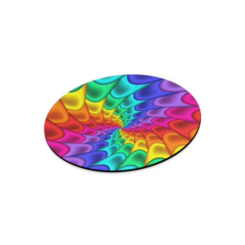 Psychedelic Rainbow Spiral Round Mousepad