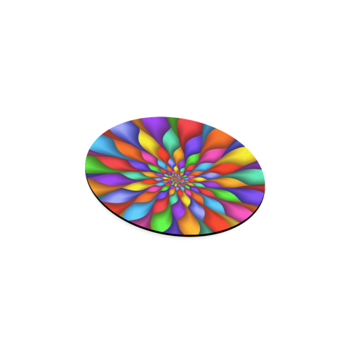 Psychedelic Rainbow Spiral Round Coaster