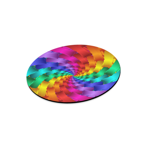 Psychedelic Rainbow Spiral Round Mousepad