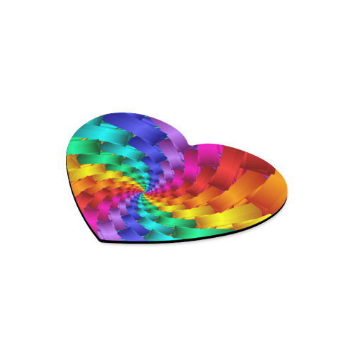 Psychedelic Rainbow Spiral Heart-shaped Mousepad