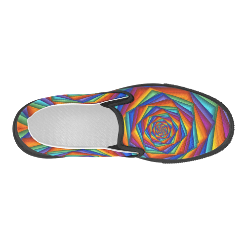 Psychedelic Rainbow Spiral Women's Slip-on Canvas Shoes (Model 019)