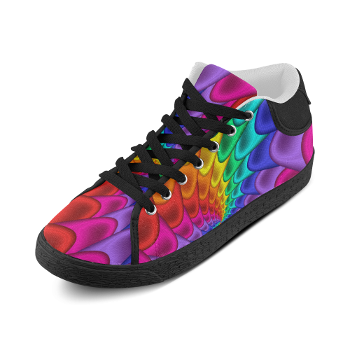 Psychedelic Rainbow Spiral Women's Chukka Canvas Shoes (Model 003)
